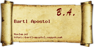 Bartl Apostol névjegykártya